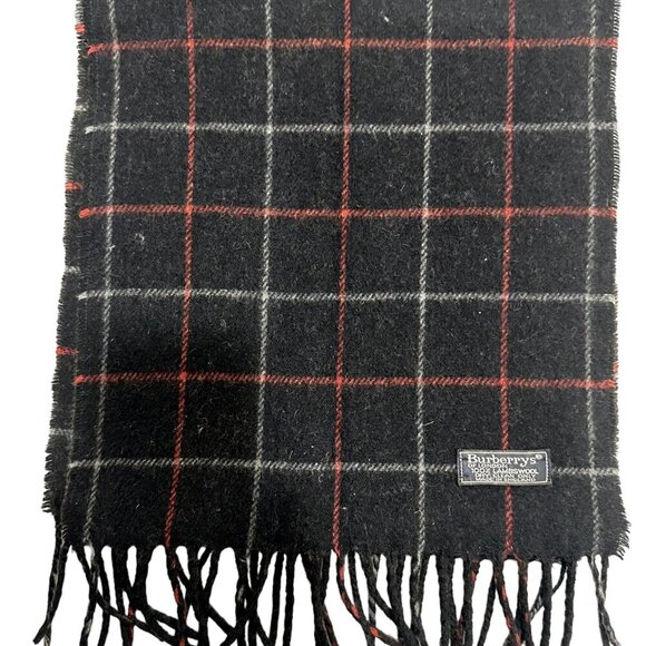 Burberrys Classic Check Scarf Black 100% Lambswool Unisex Scarf Made In England - Picture 2 of 7